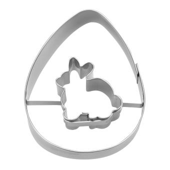 Ausstechform Edelstahl Ei mit Hase ca. 7cm 