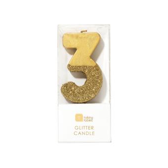 Geburtstagskerze No.3 gold 8cm 