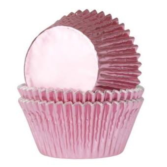Mini Cupcake Papier foliert rosa, 36 Stk 