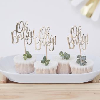 Cupcake Topper Oh Baby gold 
