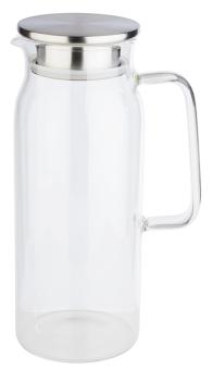 Glaskrug Borosilikatglas mit Edelstahldeckel, 1.5L/Ø10xH26cm 